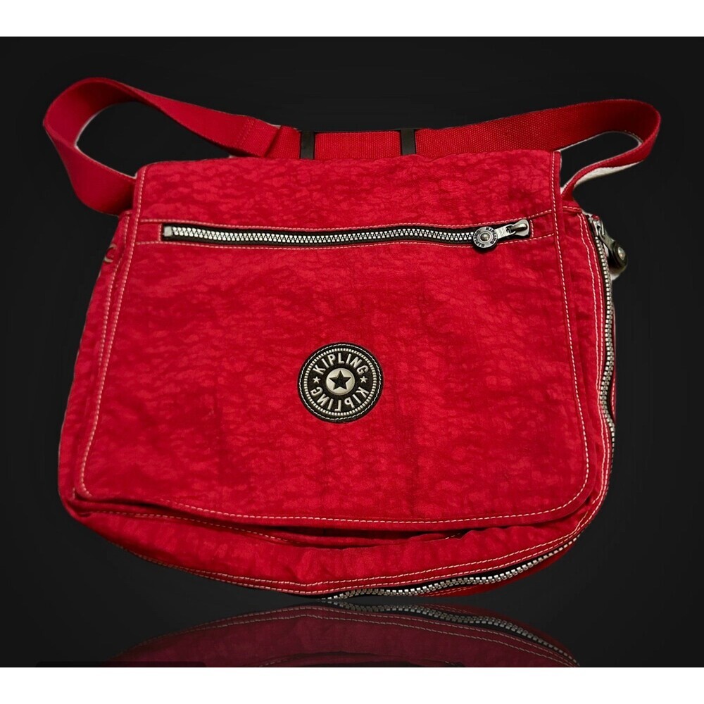 Kipling  Unisex Vibrant Red Flap Crossbody Bag